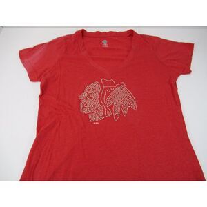 Womens Chicago Blackhawks by NHL Beaded V-neck T-shirt‎ Red size XL A12